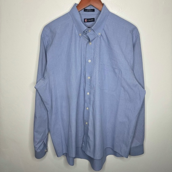 Chaps Classic Fit Wrinkle Free Blue Button Down Shirt‎ Size 18-34/35 - Picture 1 of 7